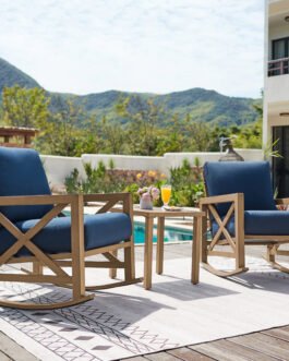 3 Piece Patio Rocking Chair Set