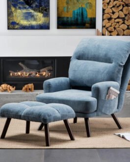 Upholstered Accent Chair with Ottoman