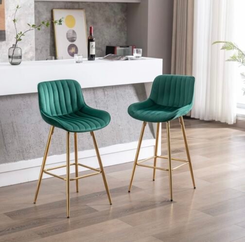 Velvet Fabric Bar Stool