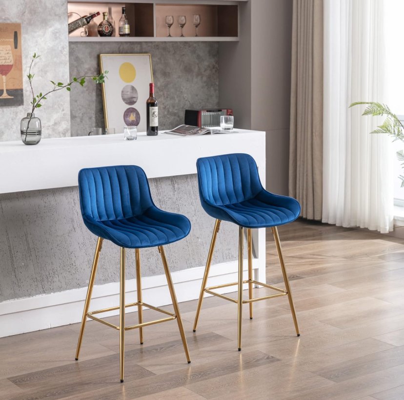 Velvet Fabric Bar Stool