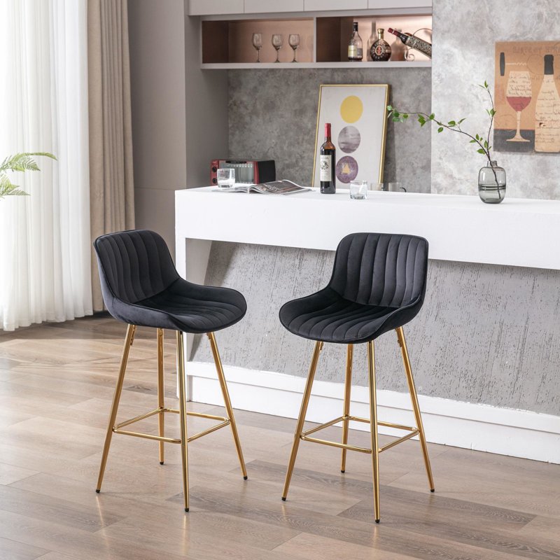 Velvet Fabric Bar Stool