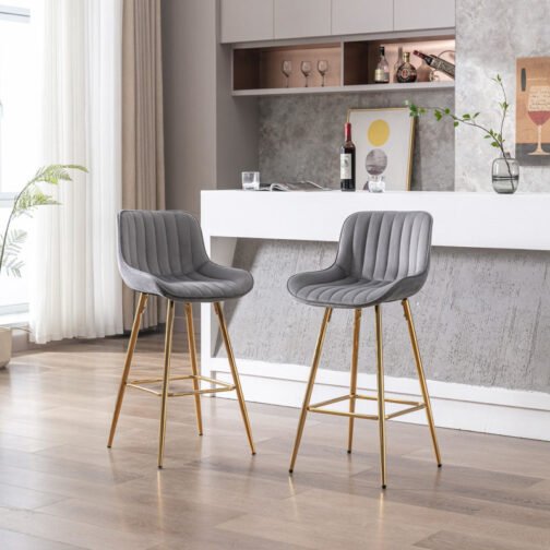 Velvet Fabric Bar Stool