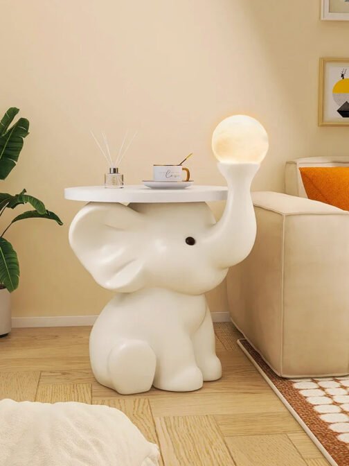 Elephant Statue Bedside Table