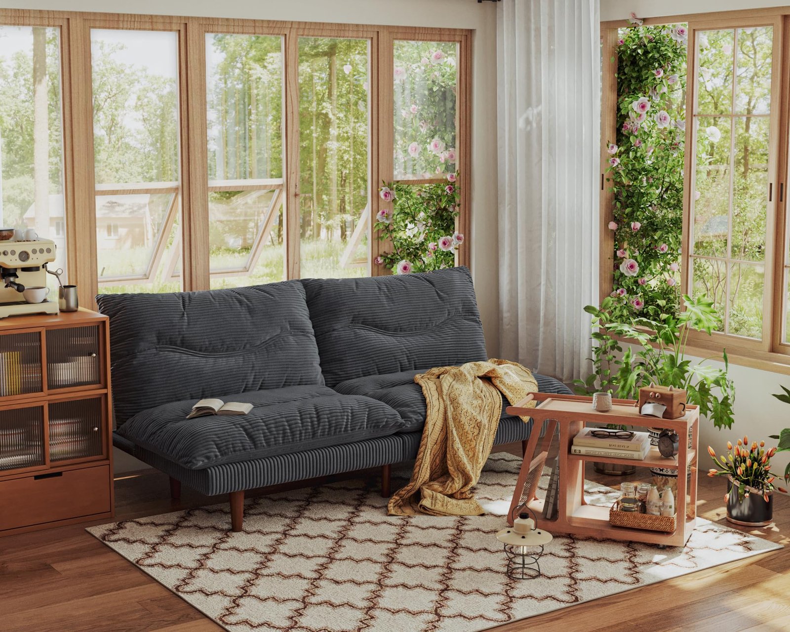 Corduroy Convertible Futon Sofa