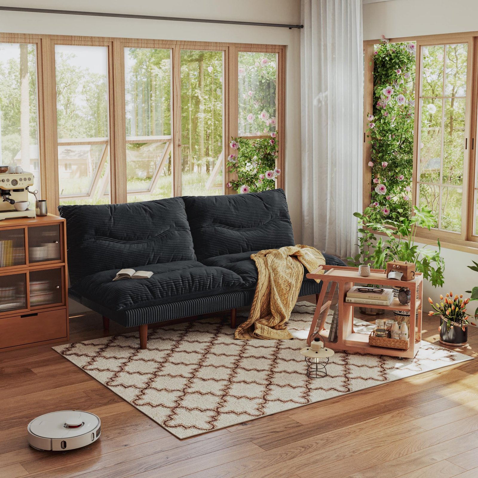 Corduroy Convertible Futon Sofa