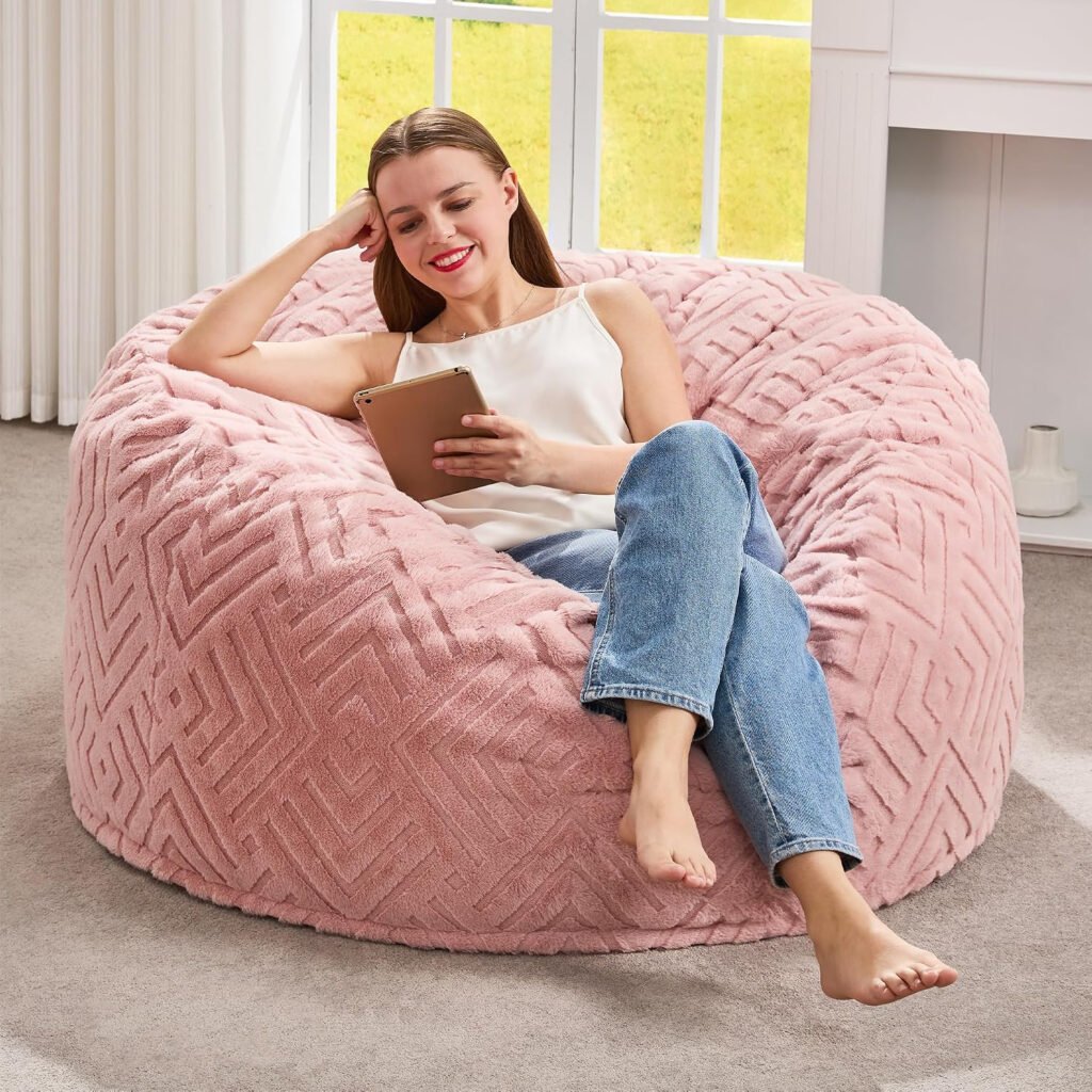 Hobestluk Bean Bag Chair Giant Beanbag Washable LivingRoom 3FT Pink Adult