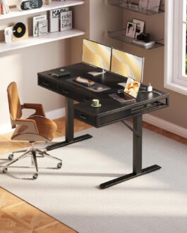 L Shaped Electric Standing Desk with 4 Drawers