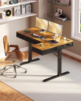 L Shaped Electric Standing Desk with 4 Drawers